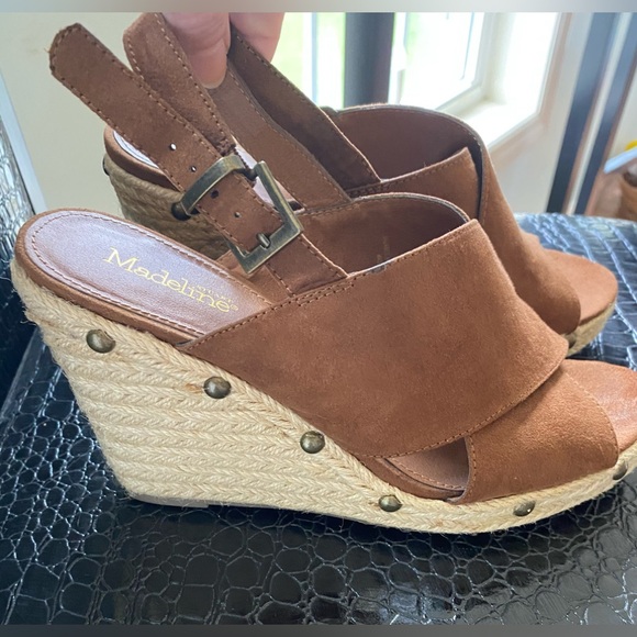 EUC Madeline Stuart espadrille wedge heel sandals - Picture 2 of 16